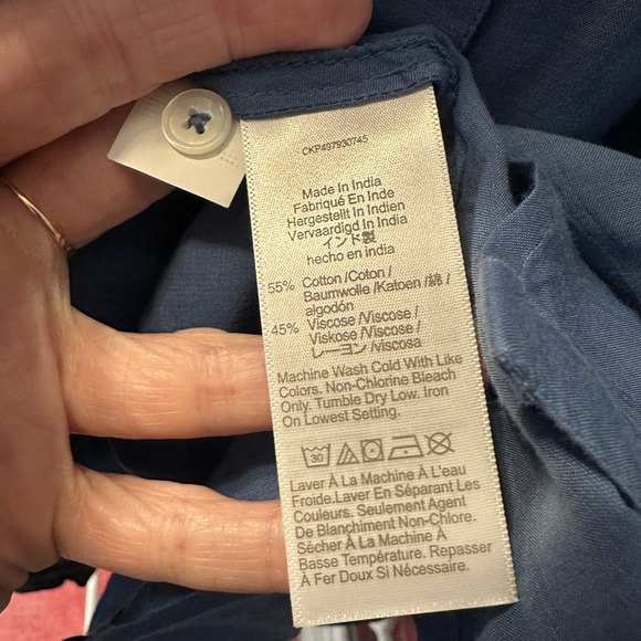 Madewell Blue Balloon Sleeve Top Button Front Top Size Large 2025 Style - Picture 4 of 16